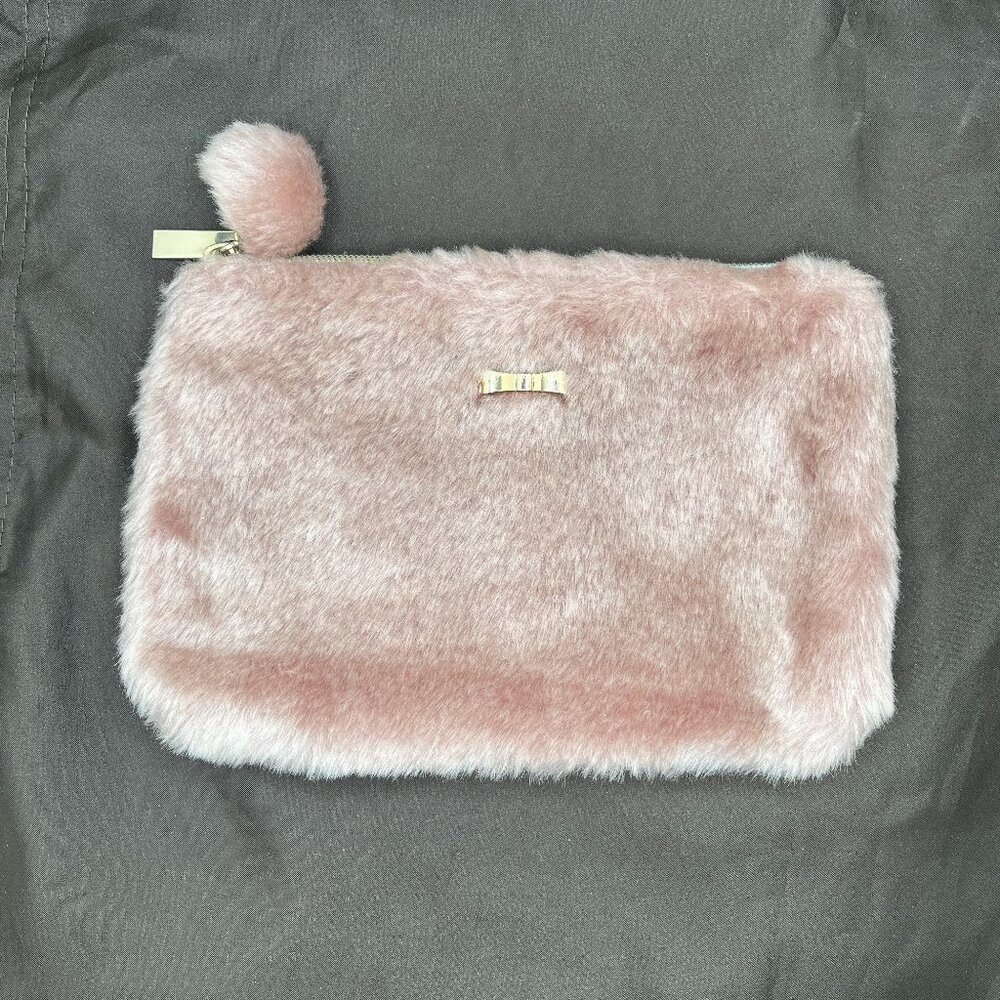Dusty Pink Faux Fur Cosmetic Pouch